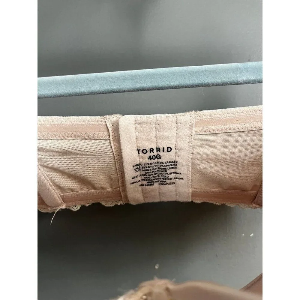 Torrid size 40G nude lace strapless bra